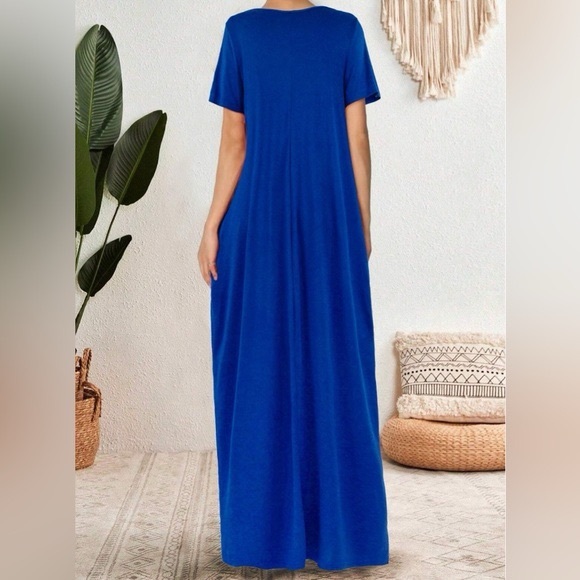 Blue Tee Dress With Pockets - Picture 2 of 4